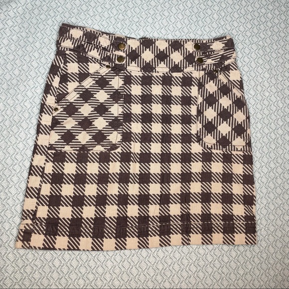 Tulle Brand Checked Corduroy Skirt with Pockets - Picture 2 of 7